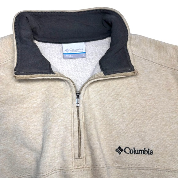 Columbia Hart Mountain Sweatshirt Mens Small Beige Fleece 1/4 Zip Pullover - Picture 5 of 7